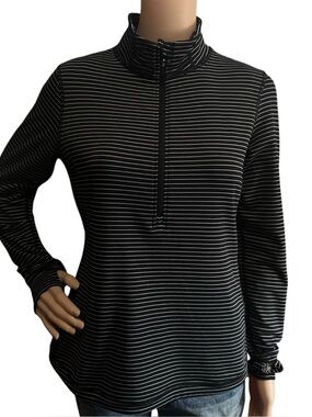 Lucy Activewear 1/4 Zip Jacket Womens M Black Micro Fleece Lined Thumbholes